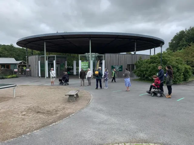 Visitors queue to enter National Botanic Gardens of Wales