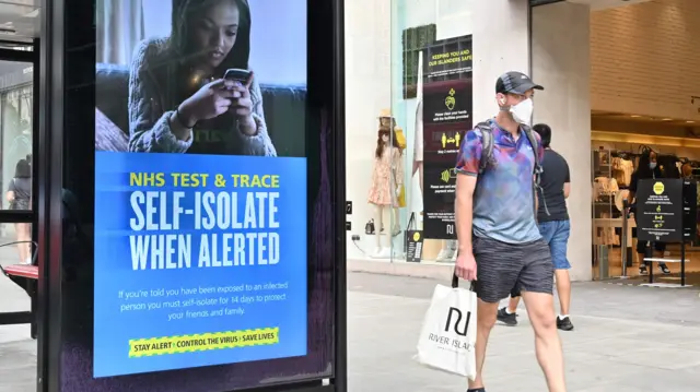 Poster for test and trace on Regent Street, London