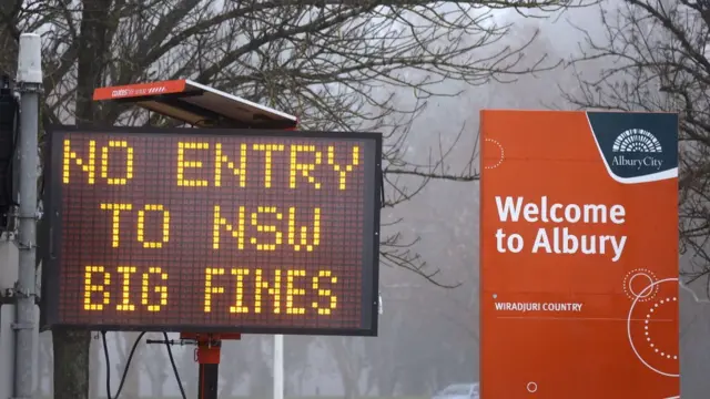 A sign on the border on Tuesday