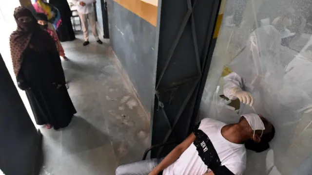 A man getting tested in Delhi