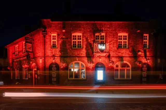 The Portland Arms in red