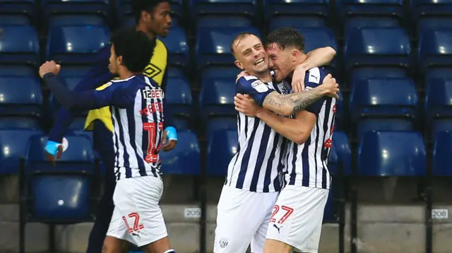 West Brom celebrate Dara O'Shea's goal