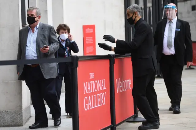 People queue outside London's National Gallery