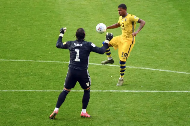 Lee Camp saves from Rhian Brewster