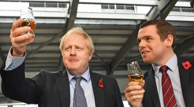 Douglas Ross shares a dram with Prime Minister Boris Johnson