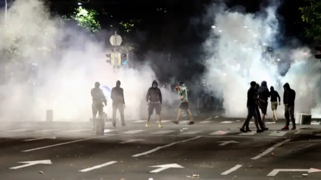 Protesters in Belgrade