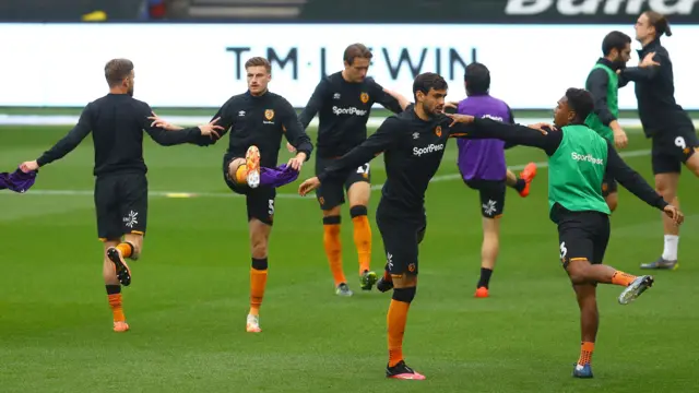 Hull City warm up