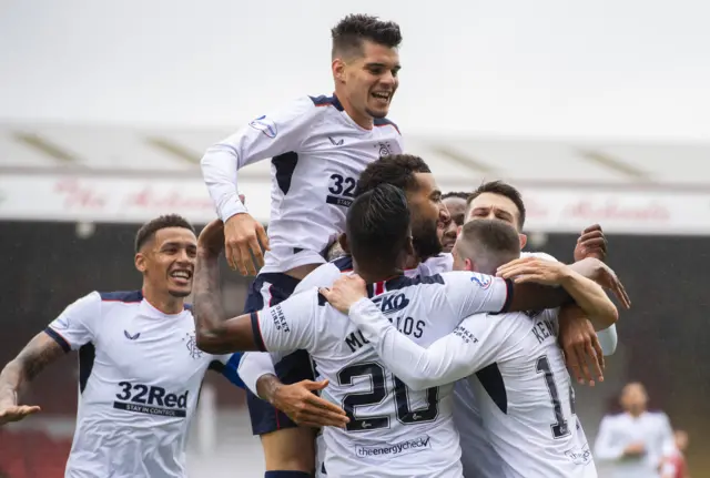 Rangers players celebrate