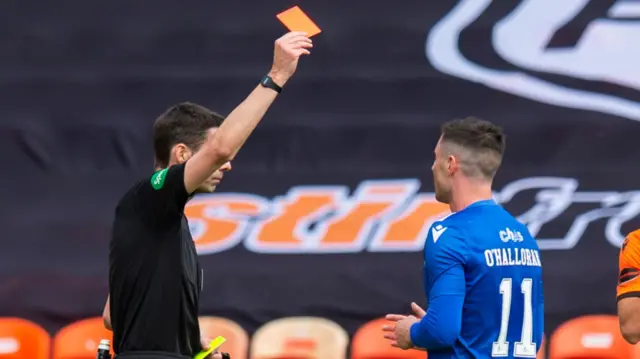 Michael O'Halloran was sent off late in the first half