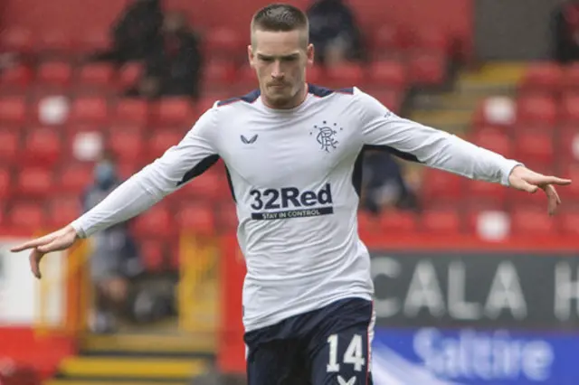 Rangers' Ryan Kent celebrates at Pittodrie