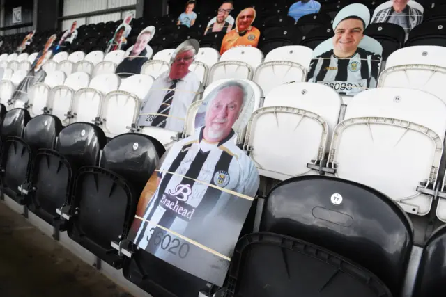 Cut-outs of St Mirren fans at St Mirren Park