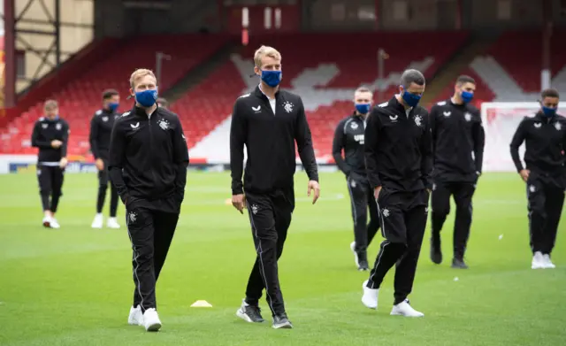 Rangers players at Pittodrie