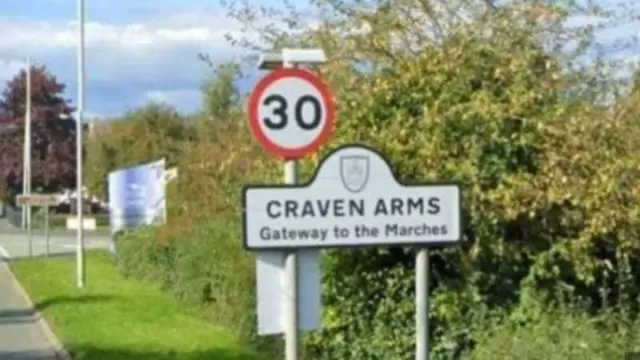 Road sign on the way in to Craven Arms