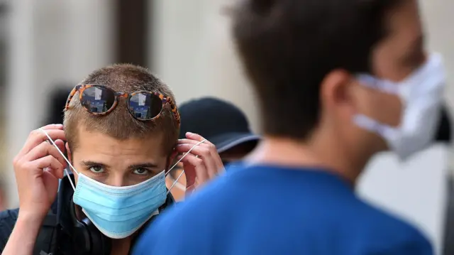 People wearing masks