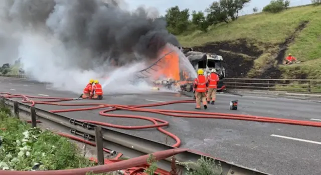 Fire crews tackling lorry fire