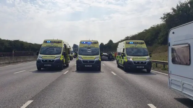 Three ambulances on M5