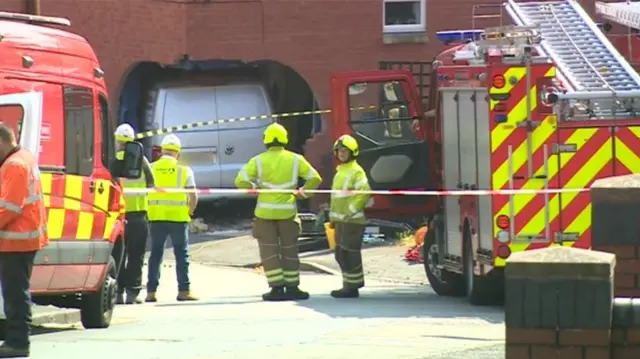 The van after crashing into the home