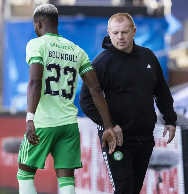 Boli Bolingoli and Celtic manager Neil Lennon