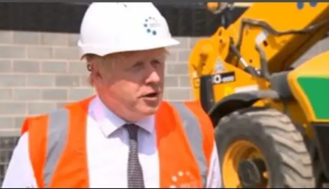 Boris Johnson on a building site