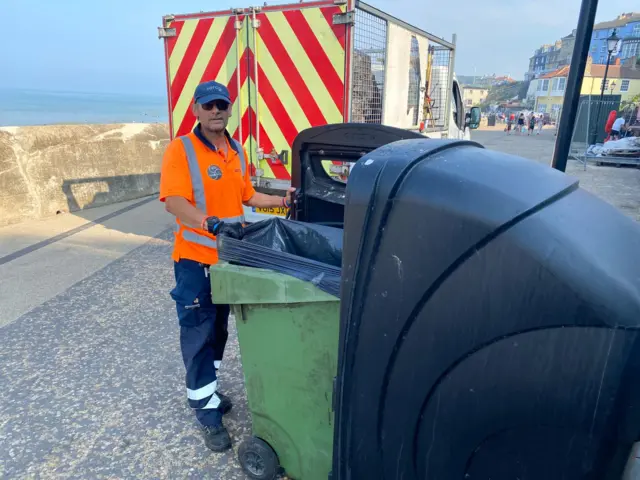 Peter Newstead litter collecting in Cromer