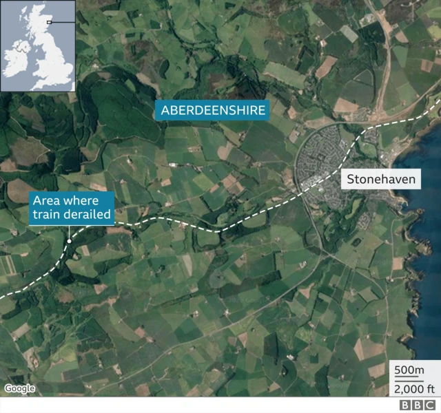 Locator map of train derailment