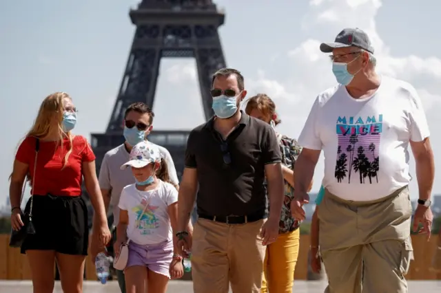 People wearing masks in Paris