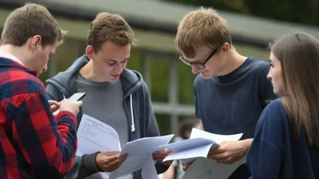 Teenagers getting their exam results