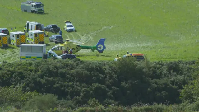 Air ambulance at crash site