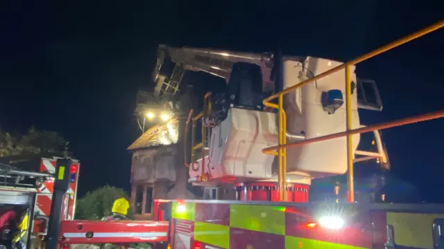 Fire crews after being called to lightning strike