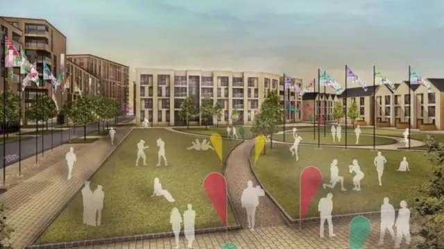 Artist impression of athletes' village