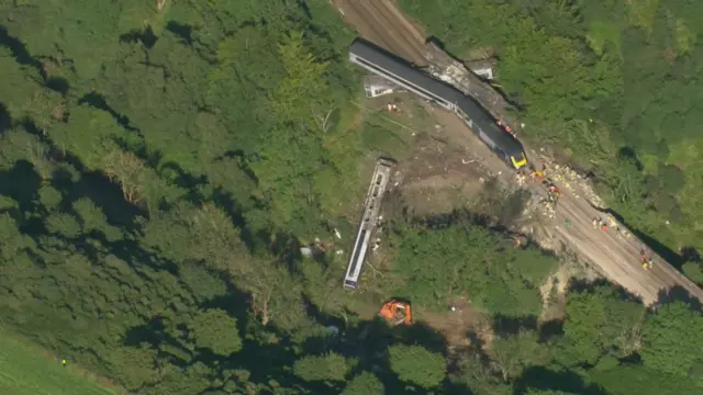 aerial view of crash scene