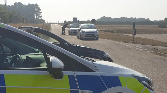 Road block at Bradwell-on-Sea