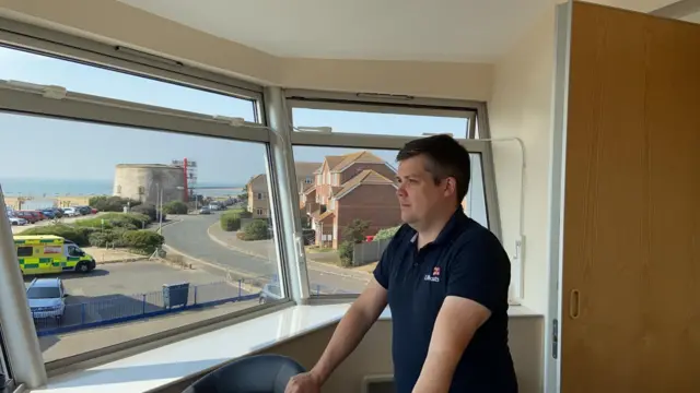 Graeme Richardson in the Clacton RNLI watch tower