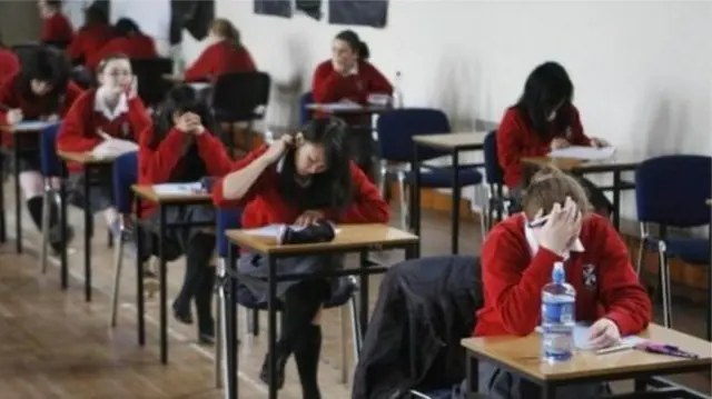 pupils in exam hall