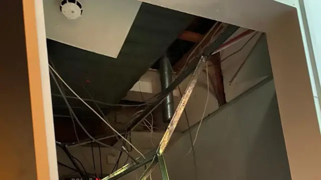 Damaged ceiling at the pub