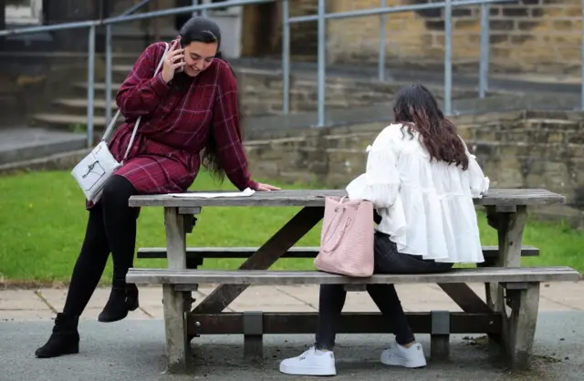 A student in Halifax on the phone