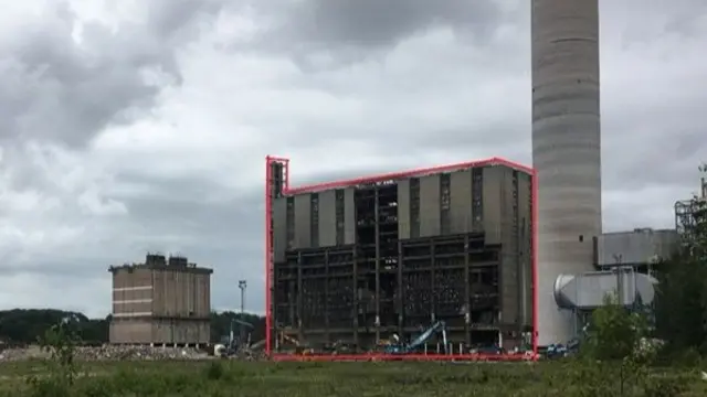 The boiler house, outlined in red