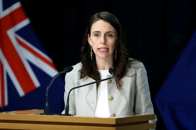 New Zealand Prime Minister Jacinda Ardern speaks during a press conference on August 14, 2020 in Wellington, New Zealand