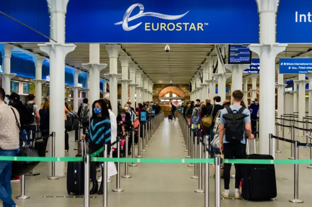 St Pancras International station in London on Friday