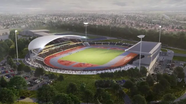 Artist's impression of the future Alexander Stadium