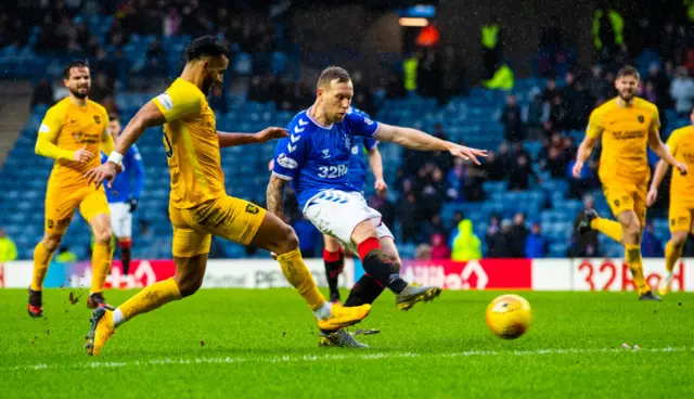 Rangers' Scott Arfield shoots against Livingston