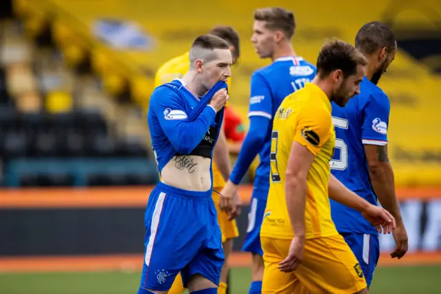 Rangers winger Ryan Kent is left frustrated