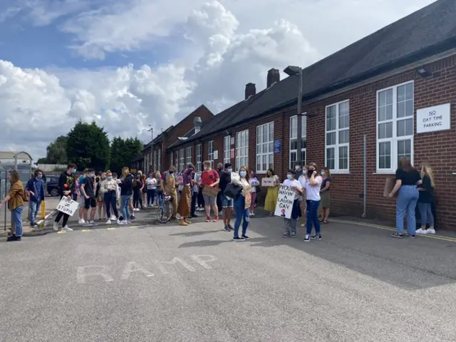 Students gathering to march