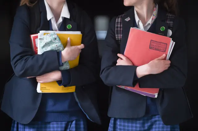 Two students in a school uniform