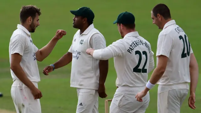 Tom Barber takes a wicket