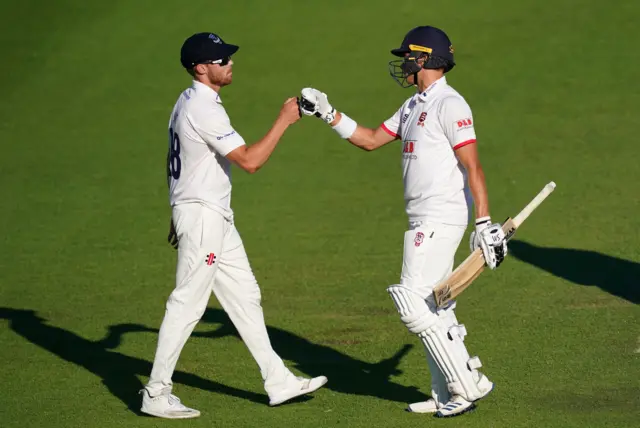 Aaron Beard (right) hit the winnings runs for Essex at Hove