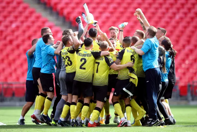 Harrogate players celebrate victory