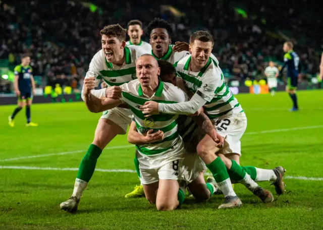 Celtic celebrate Scott Brown's winner against Hamilton