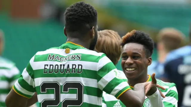 Celtic scorers Odsonne Edouard and Jeremie Frimpong celebrate