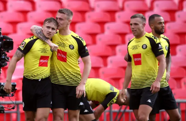 Harrogate celebrate Jack Diamond's goal